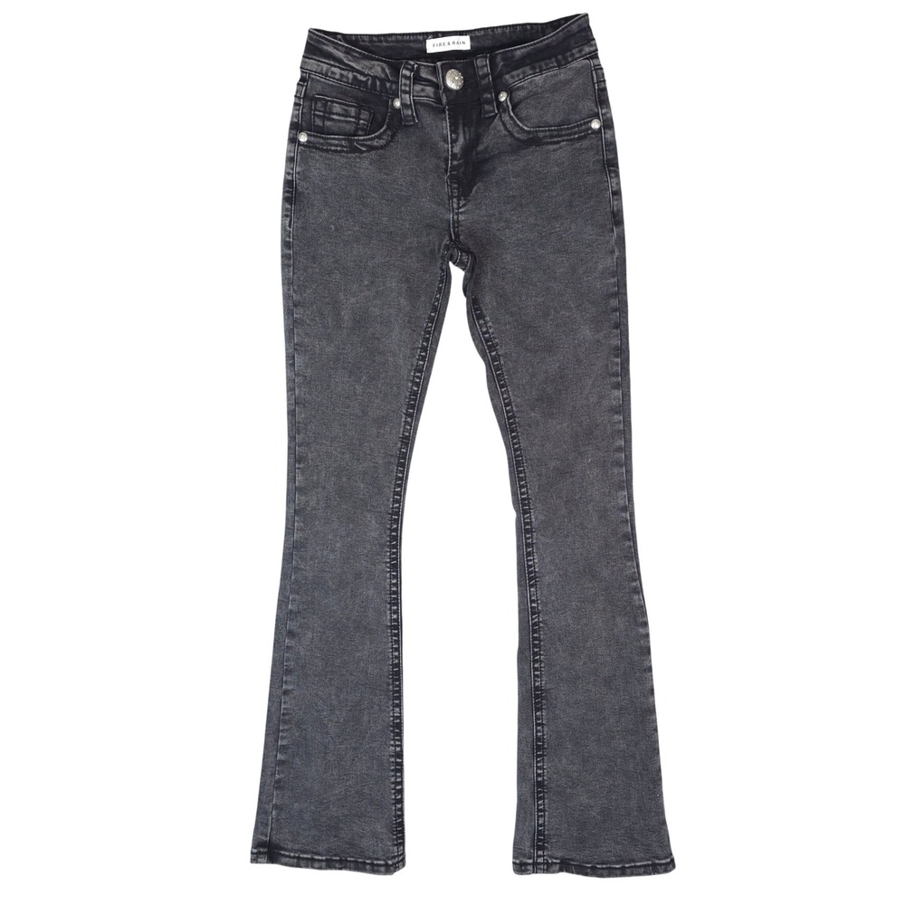 Fire & Rain Flare Jeans Womens Size 1 Black Acid Wash Low Rise Embellished Y2K